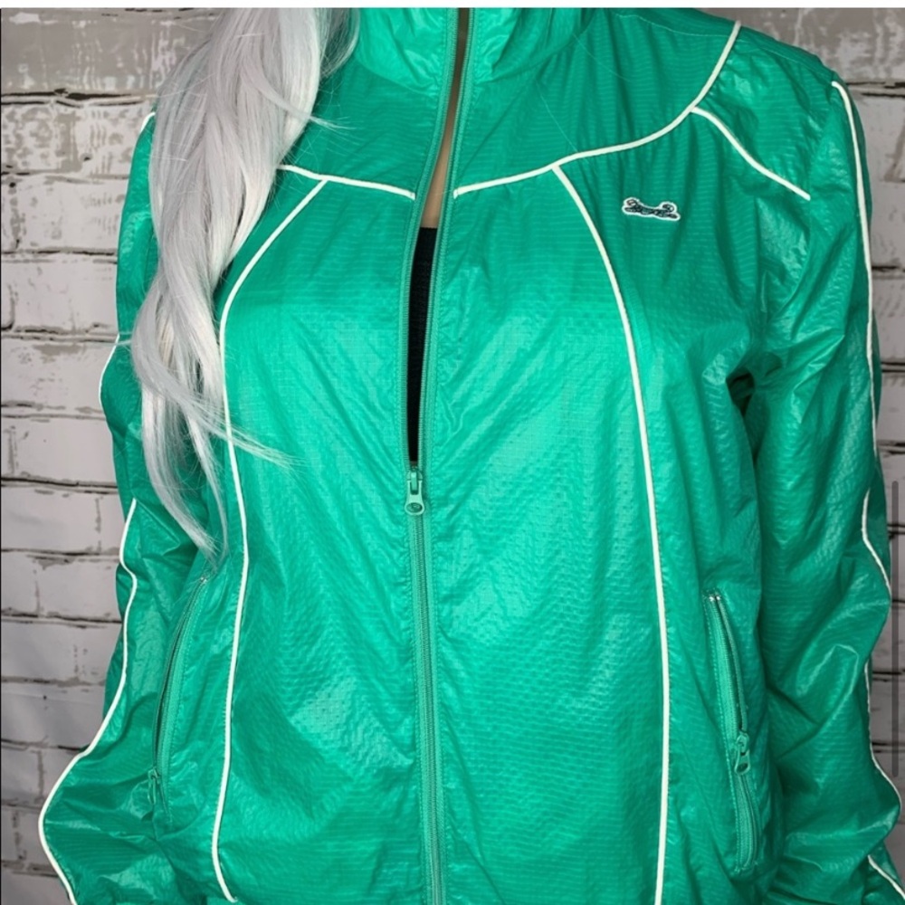 NWOT-  Le Tigre Green Nylon Track/Rain Jacket
